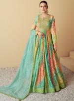 Muslin Multi Color Party Wear Printed Readymade Anarkali Suit